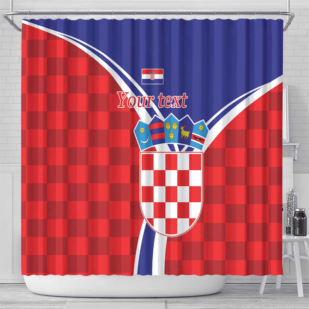 Personalized Croatia Coat of Arms Shower Curtain Checkerboard Style