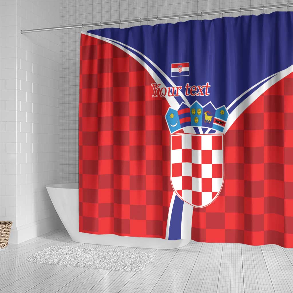 Personalized Croatia Coat of Arms Shower Curtain Checkerboard Style