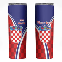 Personalized Croatia Coat of Arms Skinny Tumbler Checkerboard Style