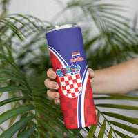Personalized Croatia Coat of Arms Skinny Tumbler Checkerboard Style