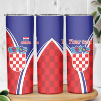 Personalized Croatia Coat of Arms Skinny Tumbler Checkerboard Style
