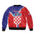 Personalized Croatia Coat of Arms Sleeve Zip Bomber Jacket Checkerboard Style
