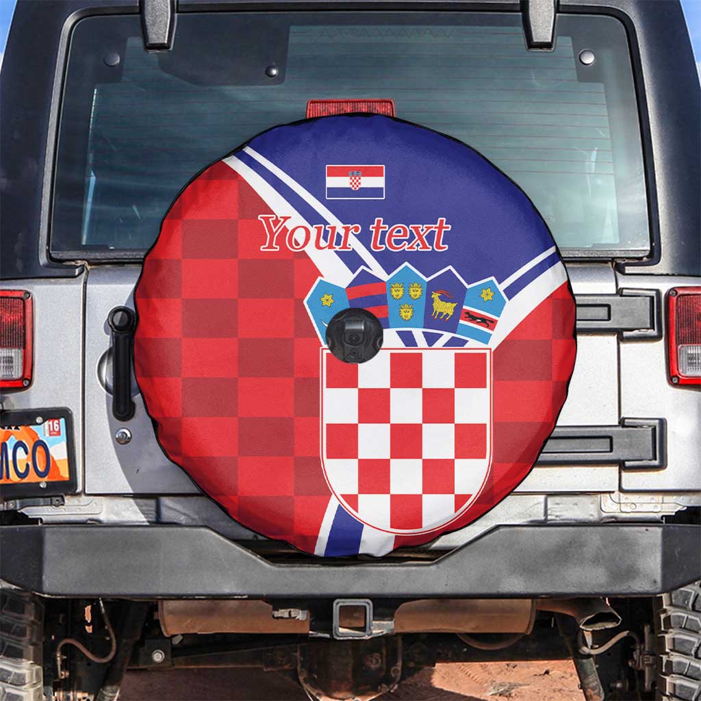 Personalized Croatia Coat of Arms Spare Tire Cover Checkerboard Style