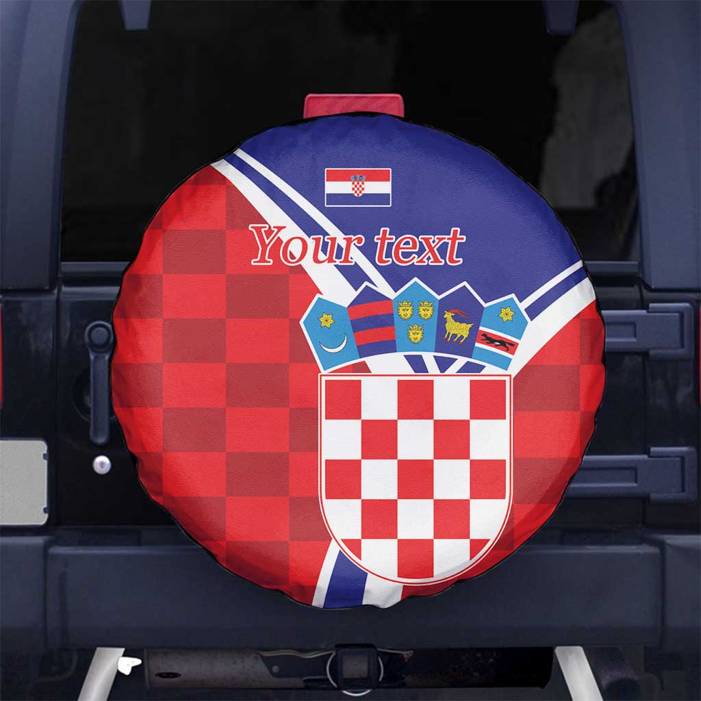 Personalized Croatia Coat of Arms Spare Tire Cover Checkerboard Style