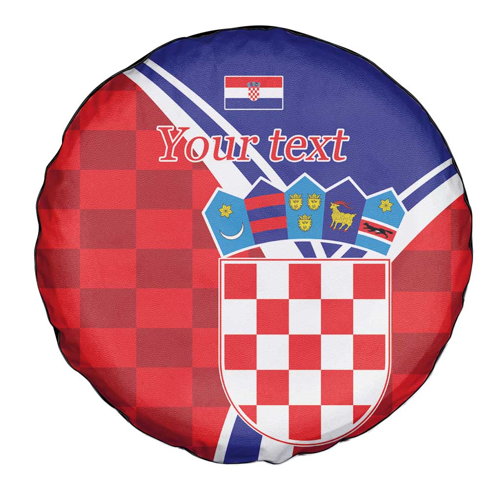 Personalized Croatia Coat of Arms Spare Tire Cover Checkerboard Style