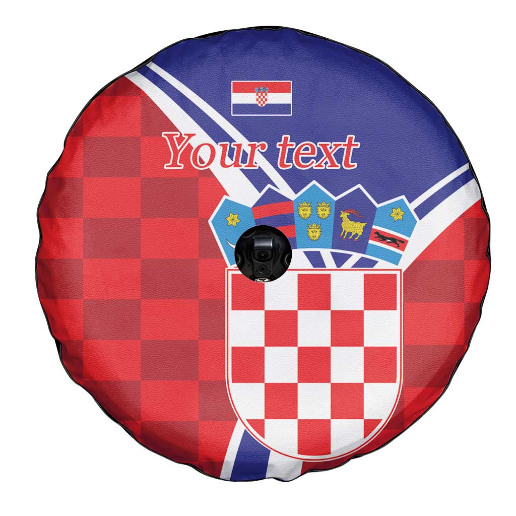 Personalized Croatia Coat of Arms Spare Tire Cover Checkerboard Style