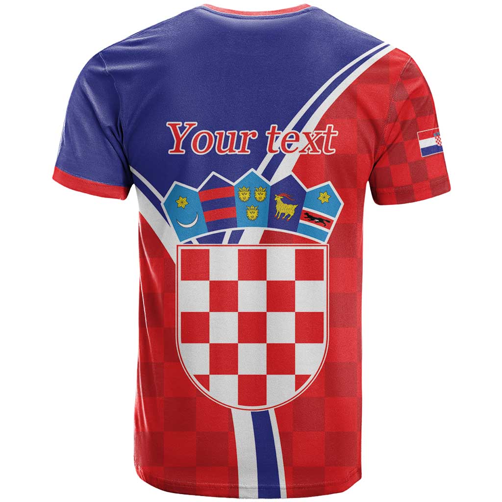 Personalized Croatia Coat of Arms T Shirt Checkerboard Style