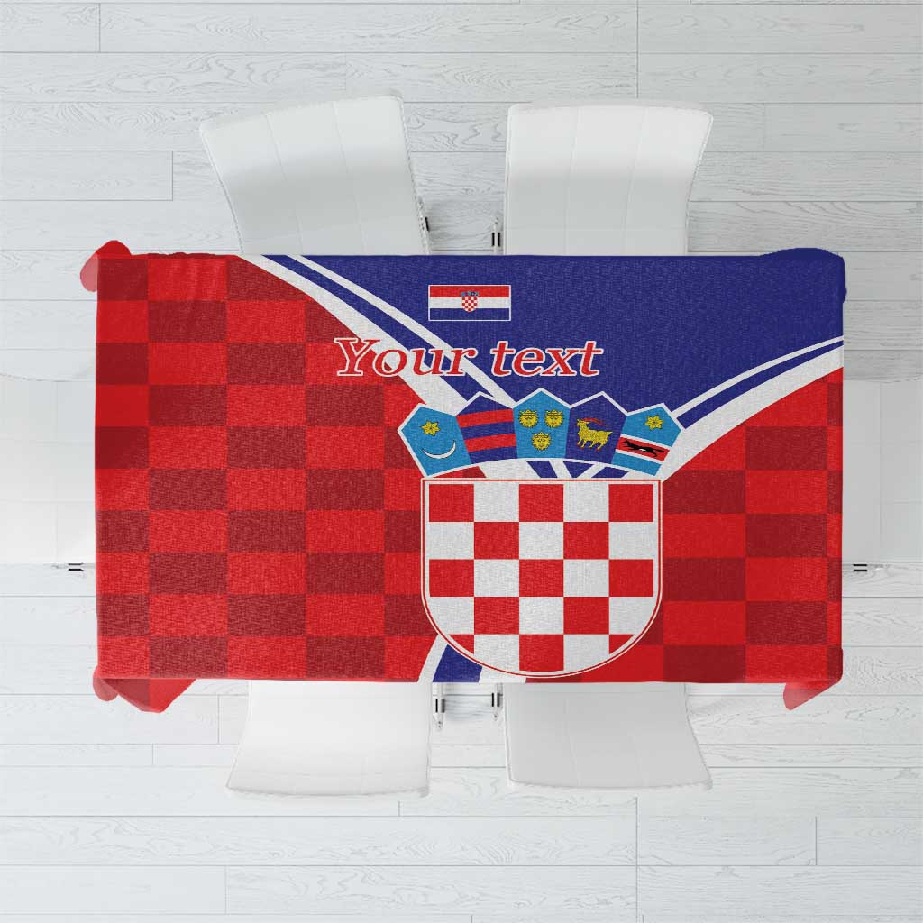 Personalized Croatia Coat of Arms Tablecloth Checkerboard Style