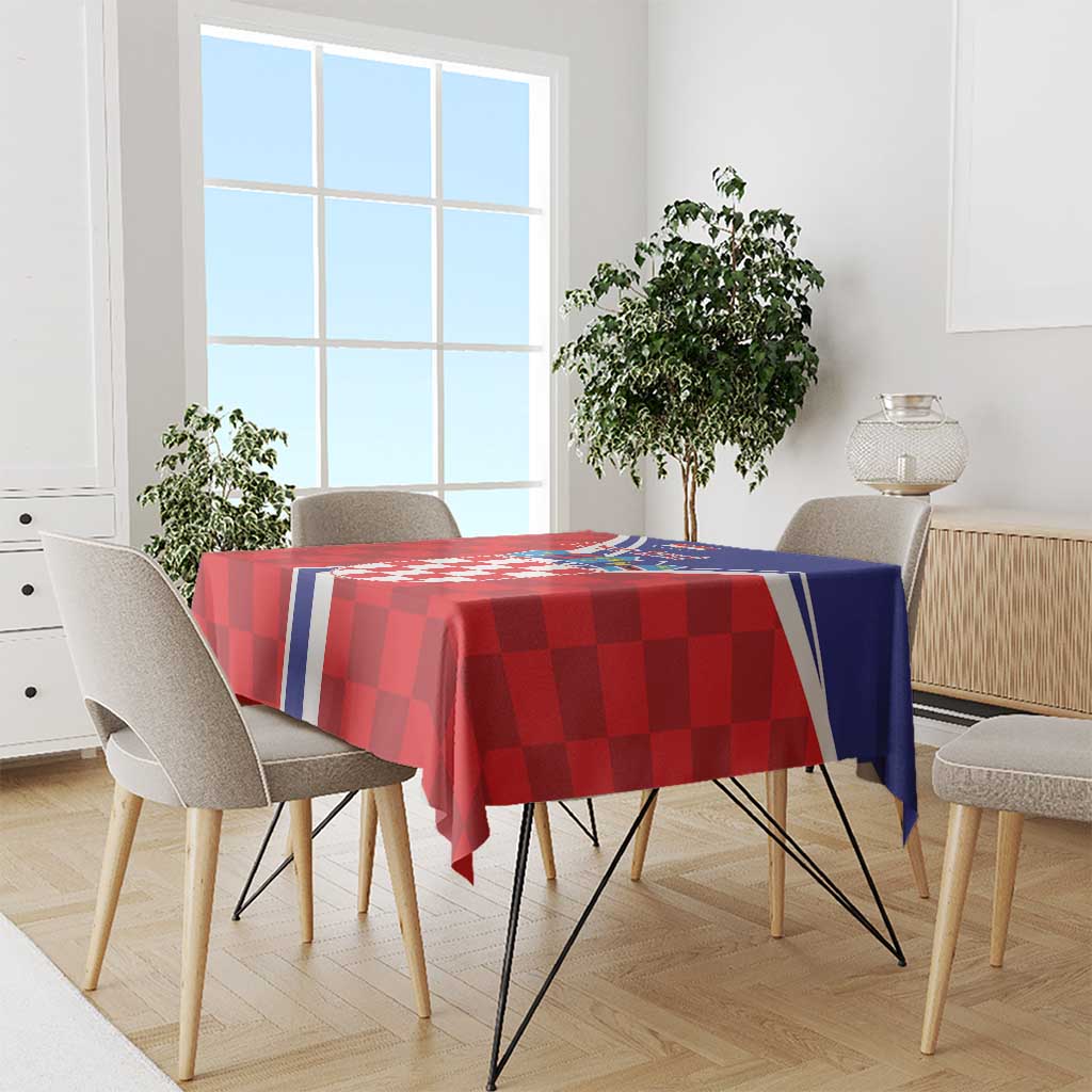 Personalized Croatia Coat of Arms Tablecloth Checkerboard Style