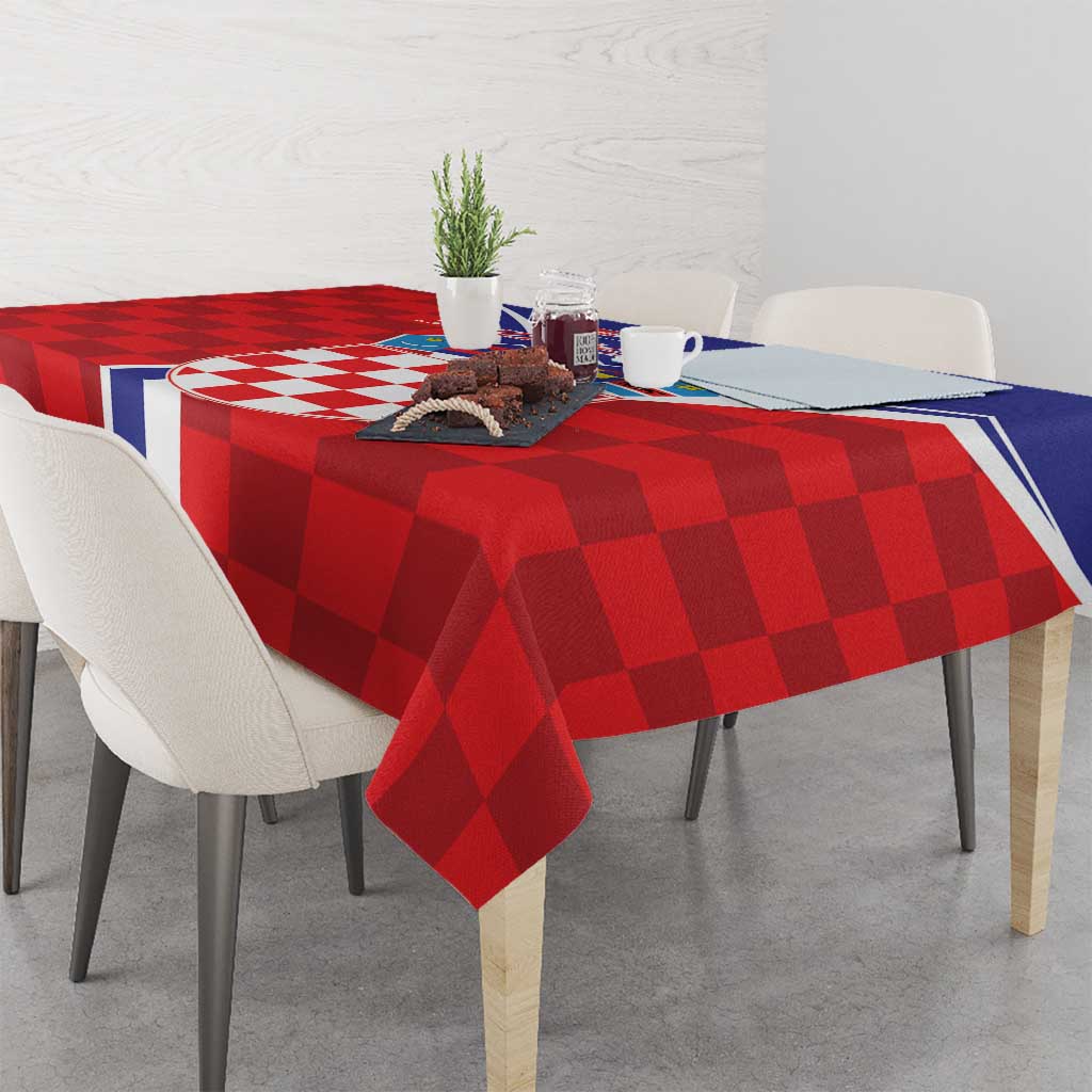 Personalized Croatia Coat of Arms Tablecloth Checkerboard Style