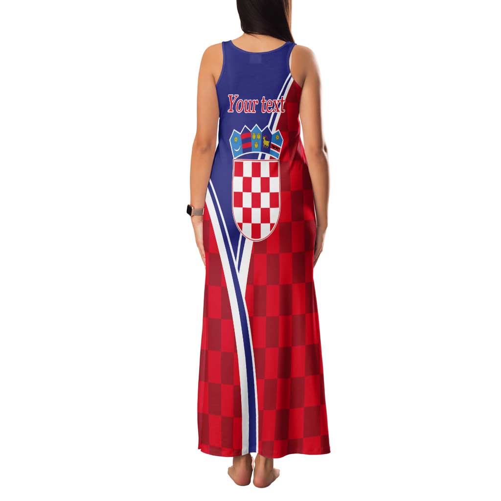Personalized Croatia Coat of Arms Tank Maxi Dress Checkerboard Style