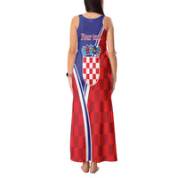 Personalized Croatia Coat of Arms Tank Maxi Dress Checkerboard Style