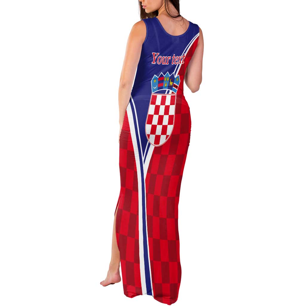 Personalized Croatia Coat of Arms Tank Maxi Dress Checkerboard Style