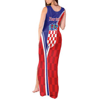 Personalized Croatia Coat of Arms Tank Maxi Dress Checkerboard Style