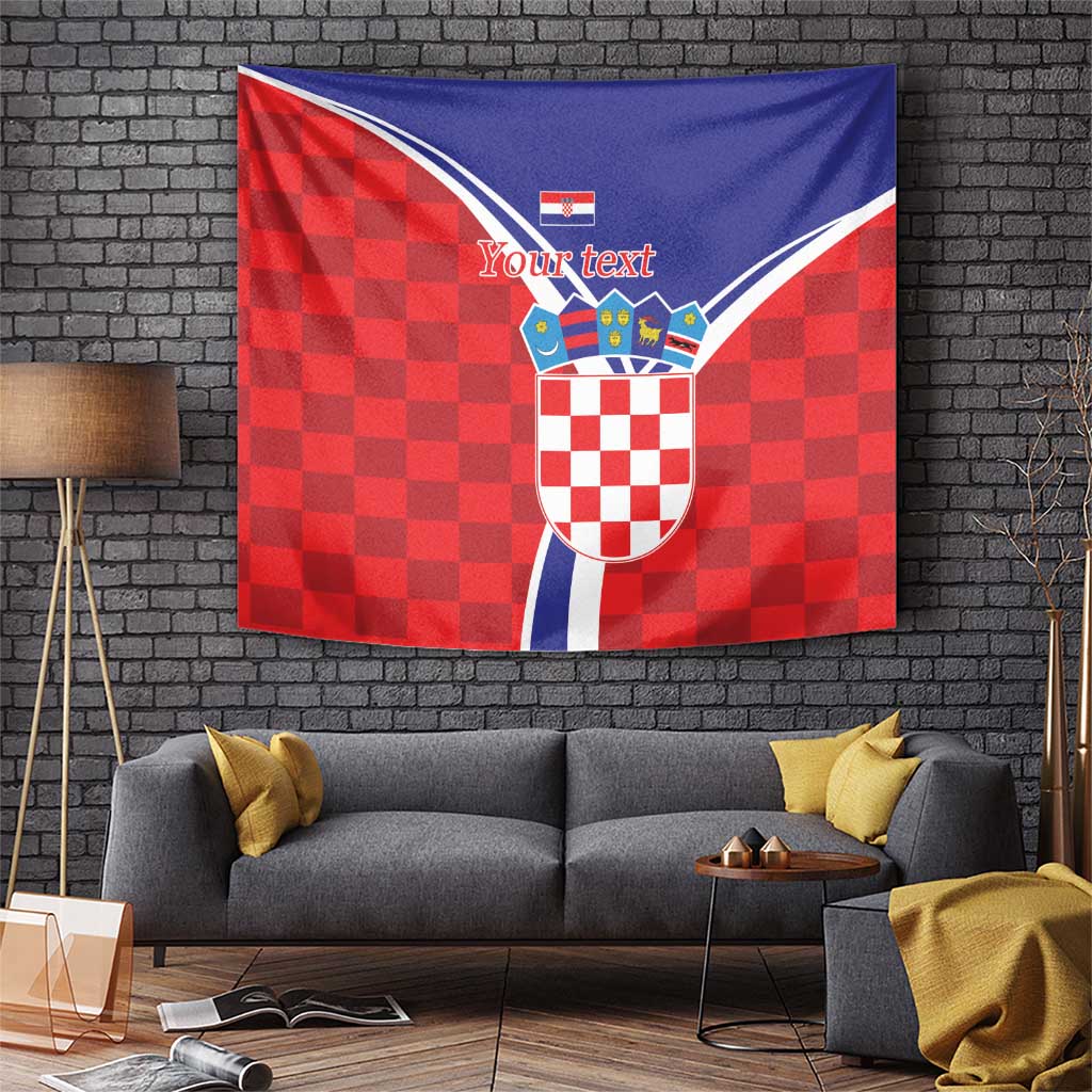 Personalized Croatia Coat of Arms Tapestry Checkerboard Style