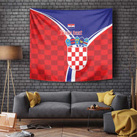 Personalized Croatia Coat of Arms Tapestry Checkerboard Style