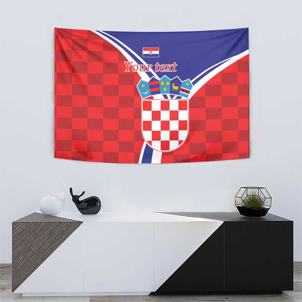 Personalized Croatia Coat of Arms Tapestry Checkerboard Style