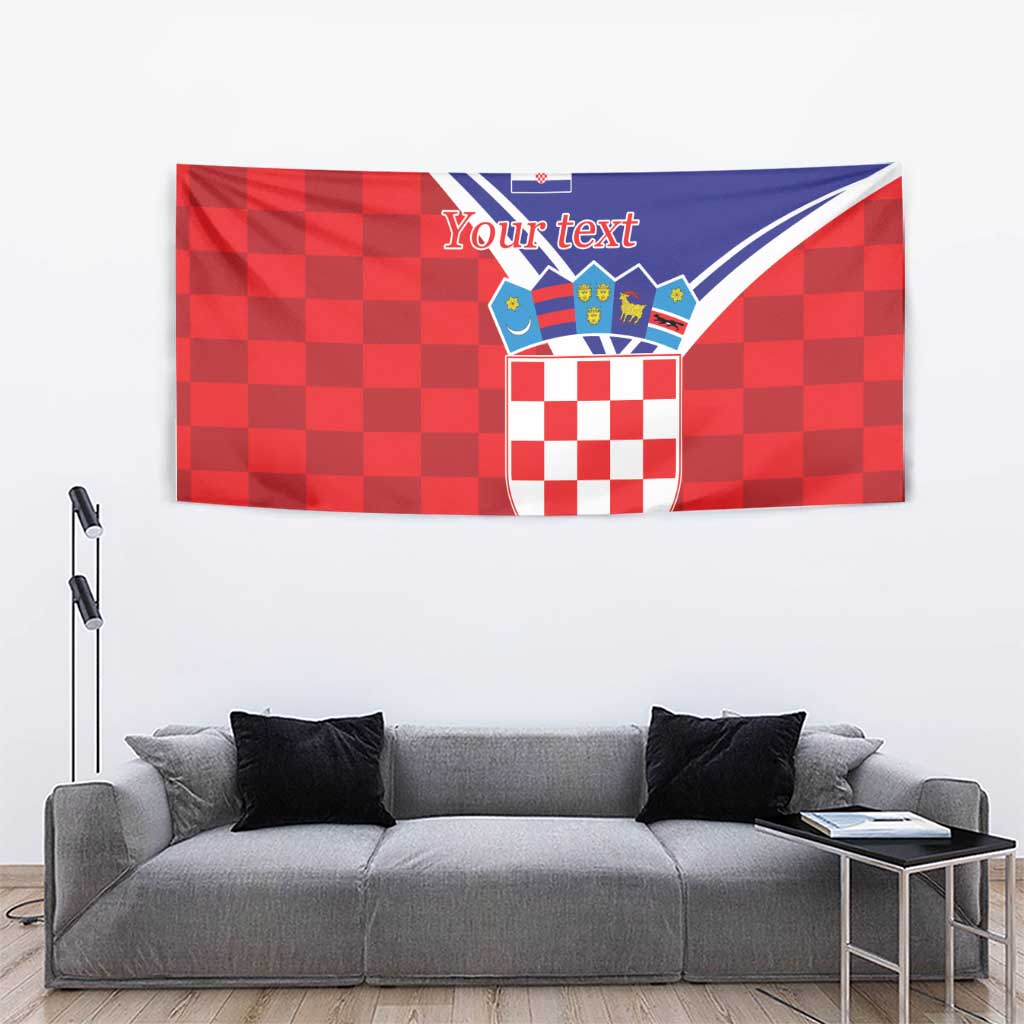 Personalized Croatia Coat of Arms Tapestry Checkerboard Style