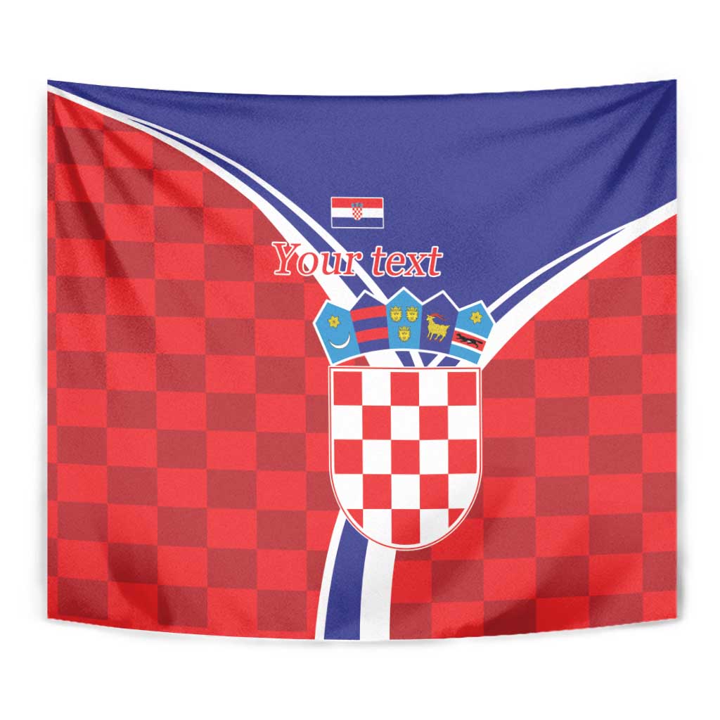 Personalized Croatia Coat of Arms Tapestry Checkerboard Style