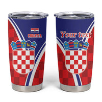 Personalized Croatia Coat of Arms Tumbler Cup Checkerboard Style