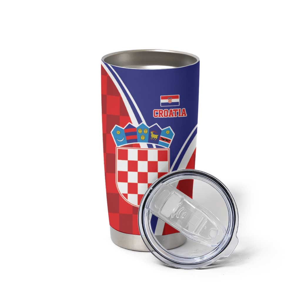 Personalized Croatia Coat of Arms Tumbler Cup Checkerboard Style