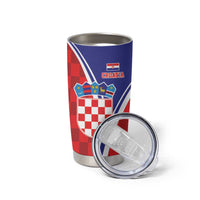 Personalized Croatia Coat of Arms Tumbler Cup Checkerboard Style