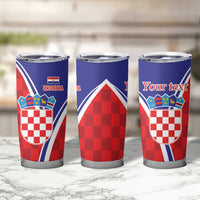 Personalized Croatia Coat of Arms Tumbler Cup Checkerboard Style