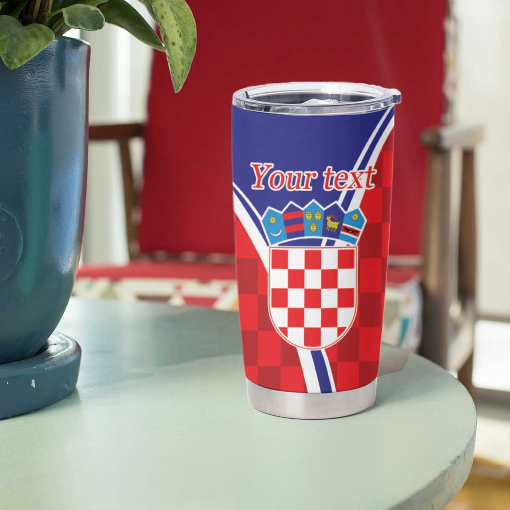 Personalized Croatia Coat of Arms Tumbler Cup Checkerboard Style