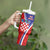 Personalized Croatia Coat of Arms Tumbler With Handle Checkerboard Style