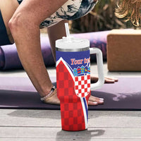 Personalized Croatia Coat of Arms Tumbler With Handle Checkerboard Style