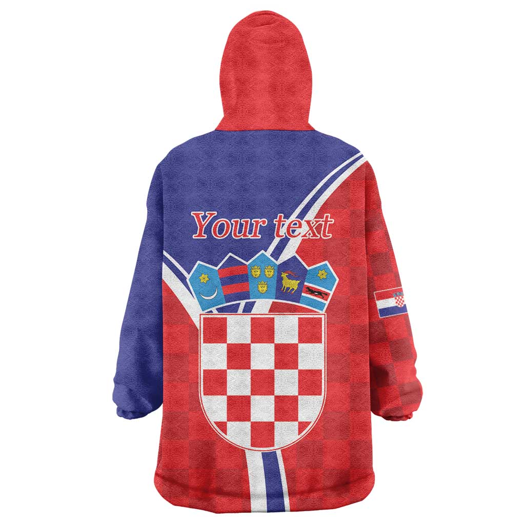 Personalized Croatia Coat of Arms Wearable Blanket Hoodie Checkerboard Style