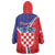 Personalized Croatia Coat of Arms Wearable Blanket Hoodie Checkerboard Style