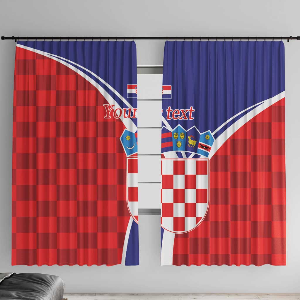 Personalized Croatia Coat of Arms Window Curtain Checkerboard Style