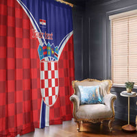 Personalized Croatia Coat of Arms Window Curtain Checkerboard Style