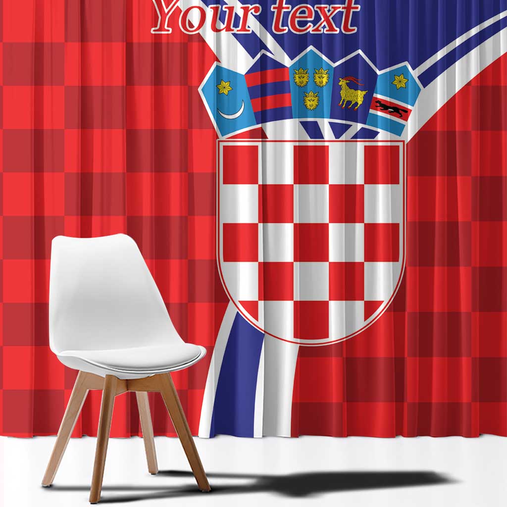 Personalized Croatia Coat of Arms Window Curtain Checkerboard Style
