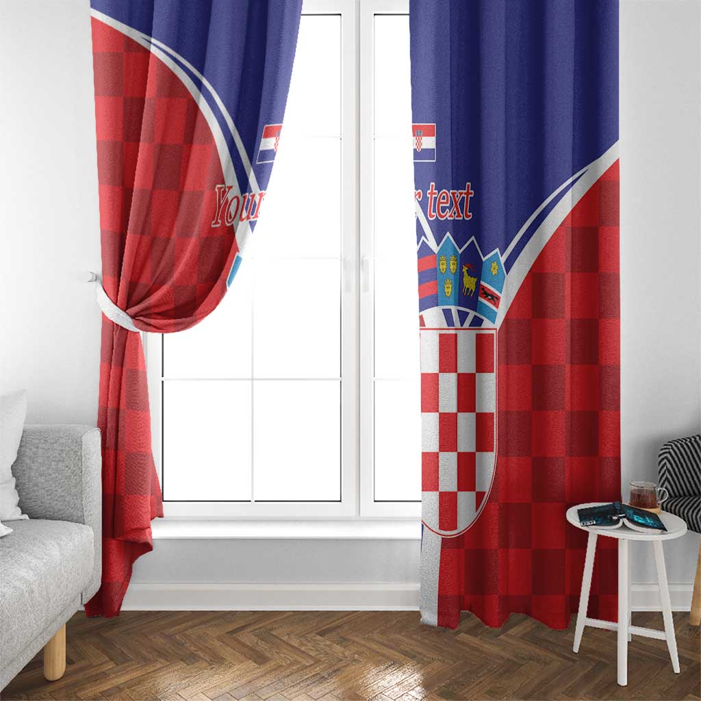 Personalized Croatia Coat of Arms Window Curtain Checkerboard Style