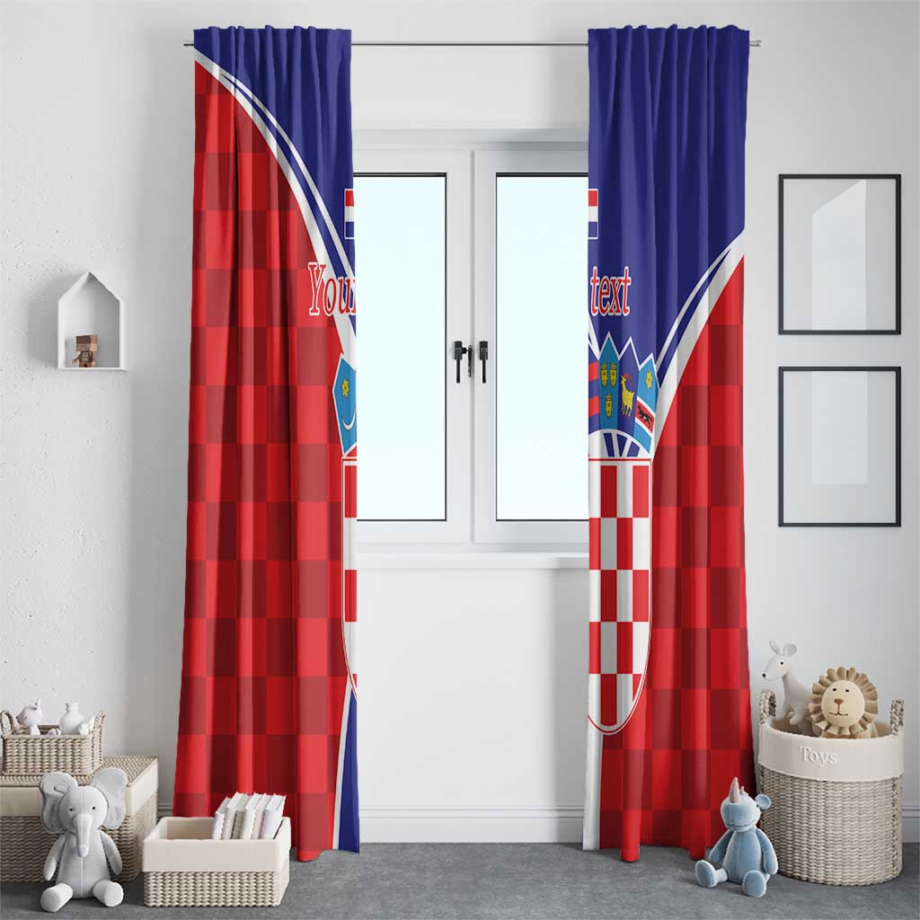 Personalized Croatia Coat of Arms Window Curtain Checkerboard Style