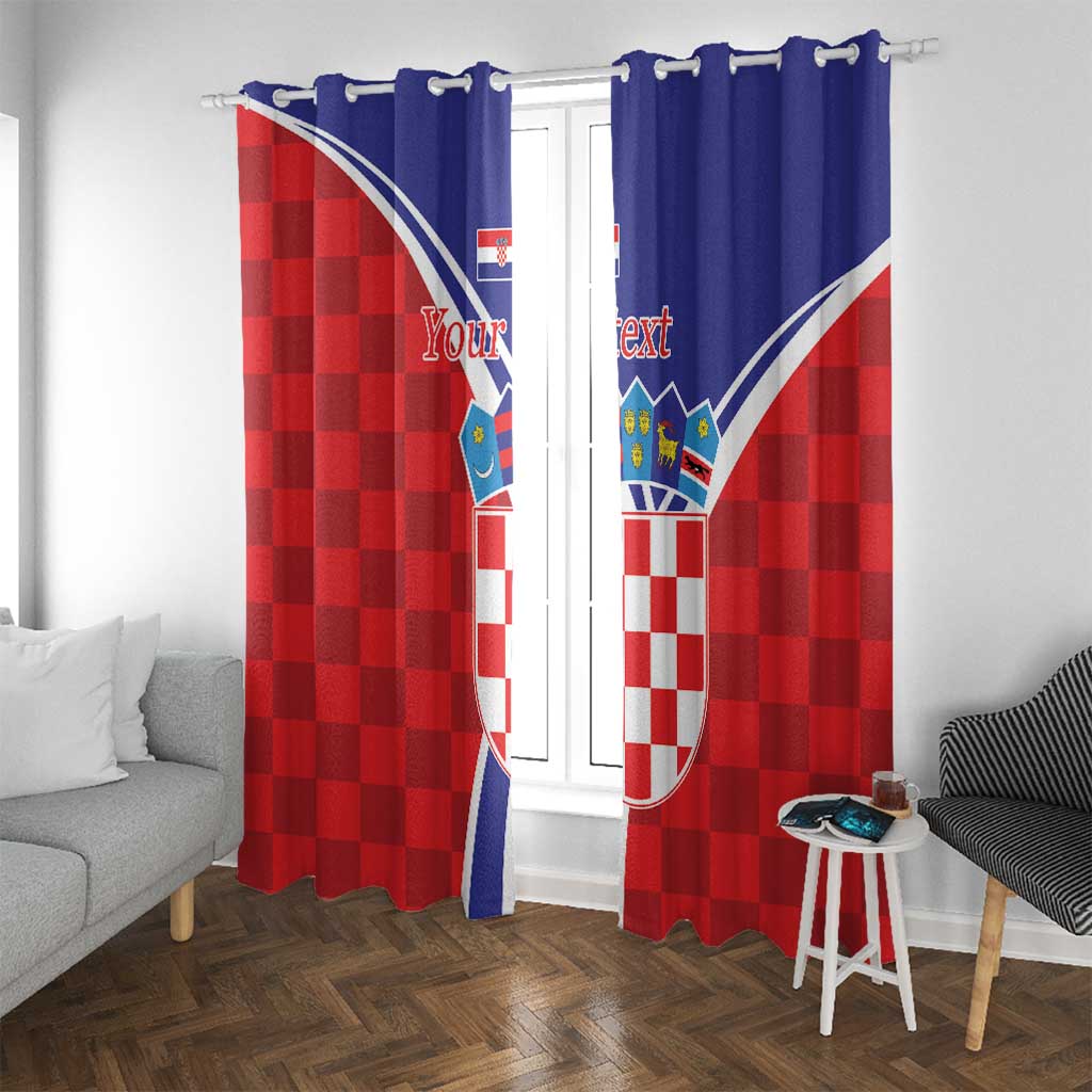 Personalized Croatia Coat of Arms Window Curtain Checkerboard Style