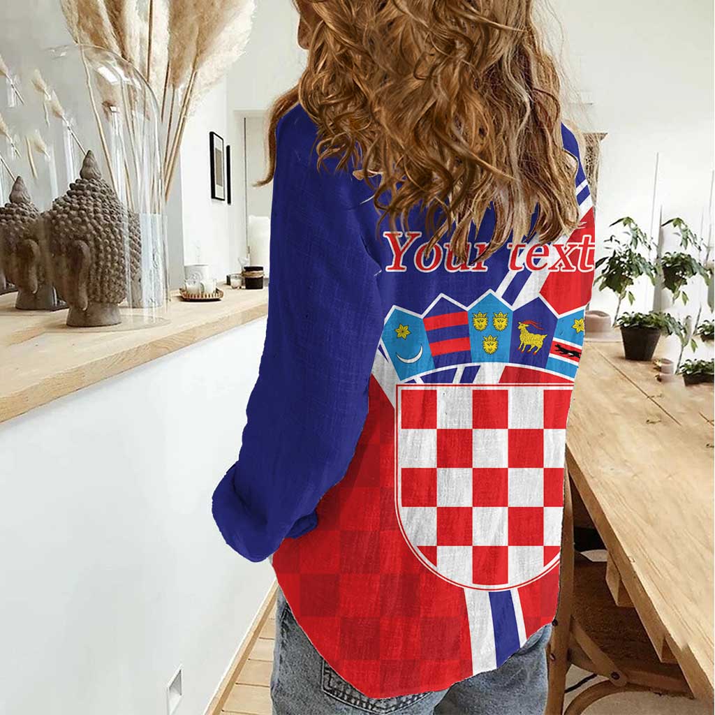 Personalized Croatia Coat of Arms Women Casual Shirt Checkerboard Style
