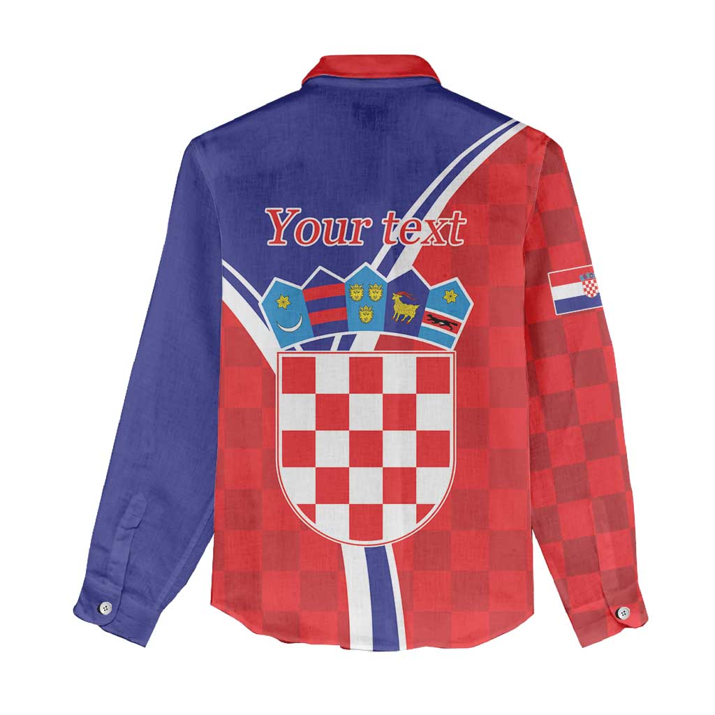 Personalized Croatia Coat of Arms Women Casual Shirt Checkerboard Style