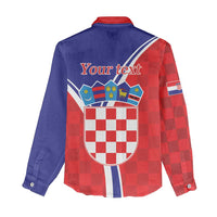 Personalized Croatia Coat of Arms Women Casual Shirt Checkerboard Style