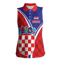 Personalized Croatia Coat of Arms Women Sleeveless Polo Shirt Checkerboard Style