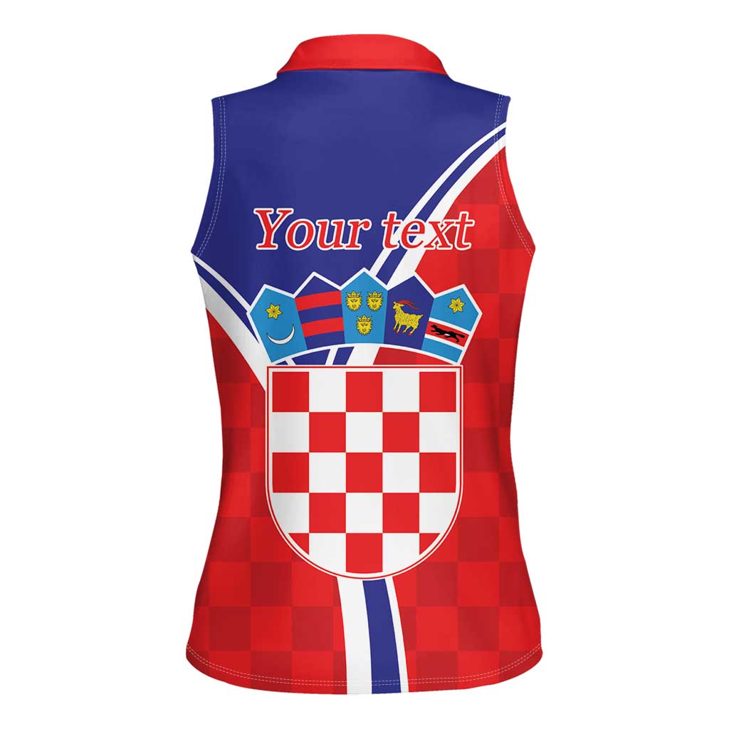 Personalized Croatia Coat of Arms Women Sleeveless Polo Shirt Checkerboard Style