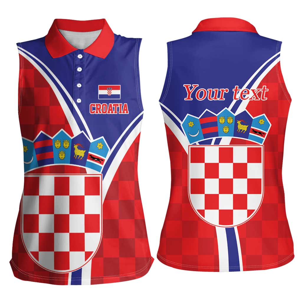Personalized Croatia Coat of Arms Women Sleeveless Polo Shirt Checkerboard Style