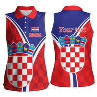 Personalized Croatia Coat of Arms Women Sleeveless Polo Shirt Checkerboard Style