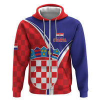Personalized Croatia Coat of Arms Zip Hoodie Checkerboard Style