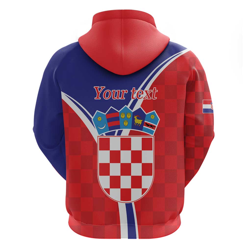 Personalized Croatia Coat of Arms Zip Hoodie Checkerboard Style