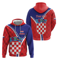 Personalized Croatia Coat of Arms Zip Hoodie Checkerboard Style
