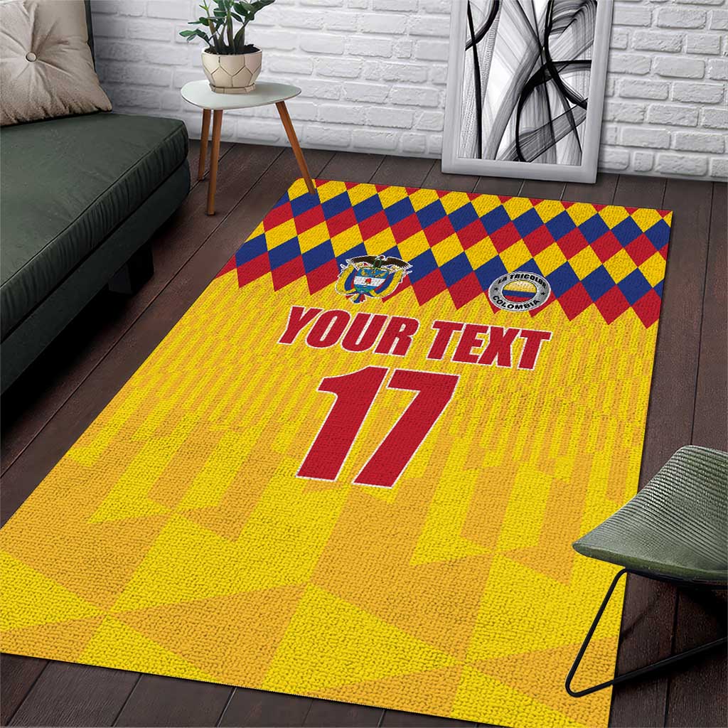 Custom Colombia Football Area Rug Retro Yellow Style