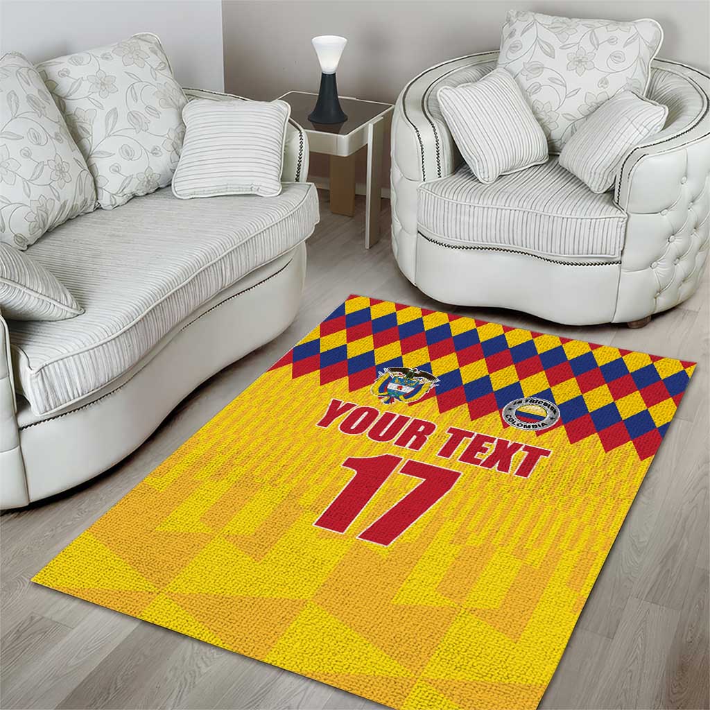 Custom Colombia Football Area Rug Retro Yellow Style